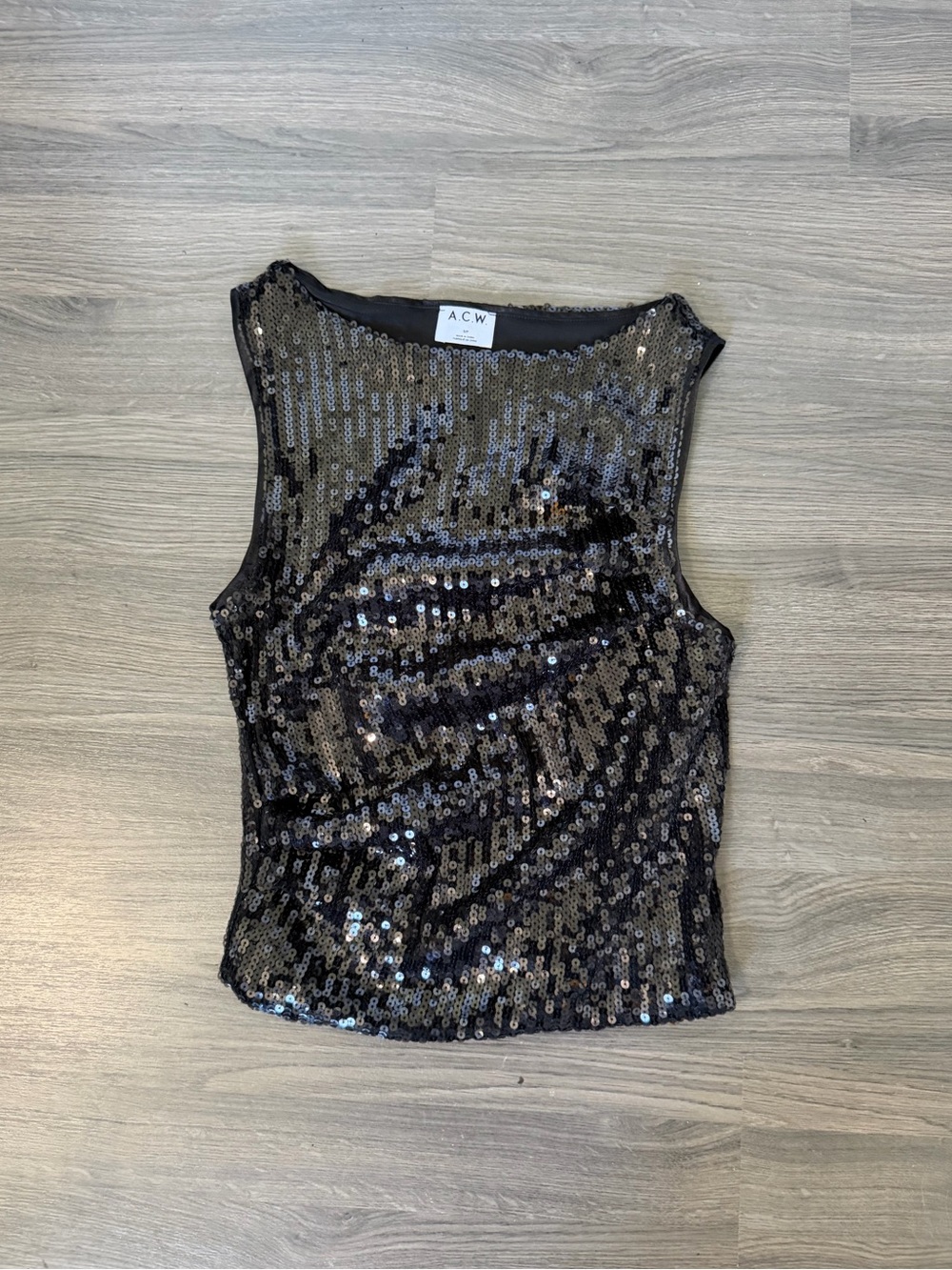 Women's Black Sequin Sleeveless Going Out Top Sparkly Tank Top